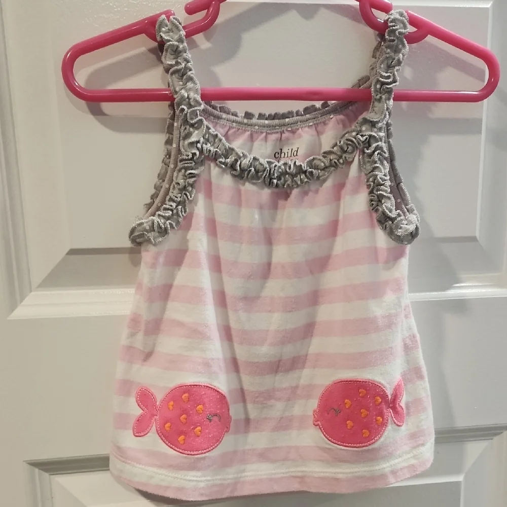 Carter's Pink and Gray Striped Tank Top with Sequin Details